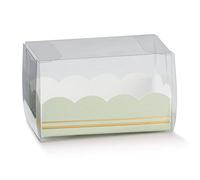 Italian Options Macaron Box for 3-4 Macarons, Food-Safe, Cookie Boxes with Pelle Insert, Macaron Treat Boxes for Cakes and Biscuits, Empty Transparent Gift Box, 10-Pack, 80x50x50mm, Elegance Green