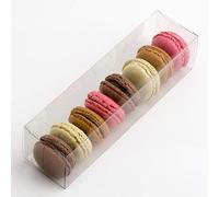 Italian Options Macaron Box for 7-8 Macarons, Food-Safe, Cookie Boxes, Macaron Treat Boxes for Cakes and Biscuits, Empty Transparent Gift Box, 10-Pack, 190 x 50 x 50mm, Transparent