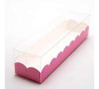 Italian Options Macaron Box for 7-8 Macarons, Food-Safe, Cookie Boxes with Pelle Insert, Macaron Treat Boxes for Cakes and Biscuits, Empty Transparent Gift Box, 10-Pack, 190 x 50 x 50mm, Fibra Pink
