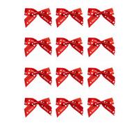 Italian Options Merry Christmas Ribbon Bows, Self-Adhesive Satin Christmas Bow Decorations for Gift Wrapping, Crafts, Wreaths, Crafting Accessories Supplies, Red Satin, 24 Pack, 5 cm