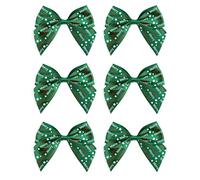 Italian Options Merry Christmas Ribbon Bows, Self-Adhesive Satin Christmas Gift Bow Decorations for Gift Wrapping, Crafts, Wreaths, Crafting Accessories Supplies, Bottle Green Satin, 6 Pack, 10 cm