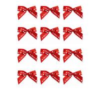 Italian Options Merry Christmas Ribbon Bows, Self-Adhesive Satin Christmas Gift Bow Decorations for Gift Wrapping, Crafts, Wreaths, Crafting Accessories Supplies, Red Satin, 12 Pack, 5 cm