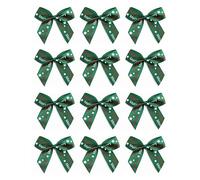 Italian Options Merry Christmas Ribbon Bows, Self-Adhesive Satin Christmas Gift Bow Decorations for Gift Wrapping, Crafts, Wreaths, Crafting Accessories Supplies, Bottle Green Satin, 12 Pack, 5 cm