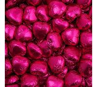 Italian Options Milk Chocolate Foiled Hearts, 10 Chocolates, Hot Pink Foil