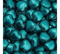 Italian Options Milk Chocolate Foiled Hearts, 100 Chocolates, Teal Foil