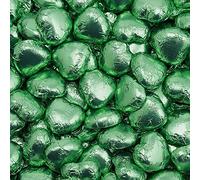 Italian Options Milk Chocolate Foiled Hearts, 20 Chocolates, Green Foil