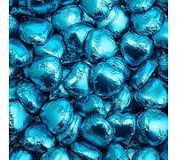 Italian Options Milk Chocolate Foiled Hearts, 200 Chocolates, Turquoise Foil