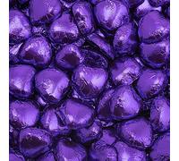 Italian Options Milk Chocolate Foiled Hearts, 50 Chocolates, Purple Foil
