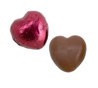 Italian Options Milk Chocolate Hearts, 1 KG approx 166 Pieces, Burgundy Foil