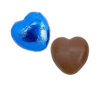 Italian Options Milk Chocolate Hearts, 500 grams approx 83 Pieces, Royal Blue Foil