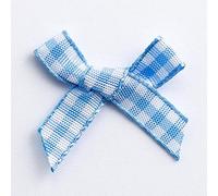Italian Options Gingham Check Ribbon Bows 100-Piece Pack, 3 cm Bow Width, Blue