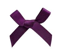 Italian Options Mini Satin Ribbon Bows, Small Bow Decorations for Crafts, Gifts, Hampers, Hair Bow, Wedding Stationery, Floristry, Christmas, Cakes, Crafting, Aubergine, 100 Pack, 3 cm