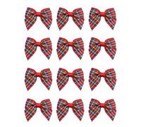 Italian Options Mini Tartan Ribbon Bows, Small Chequered Bow Decorations for Crafting, Gifts, Christmas Cards, Wreaths, Home Furnishings, Sewing, Hair Bows, Highland, 24 Pack, 4 cm