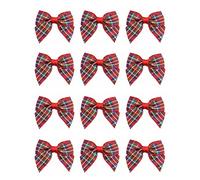 Italian Options Mini Tartan Ribbon Bows, Small Chequered Bow Decorations for Crafting, Gifts, Christmas Cards, Wreaths, Home Furnishings, Sewing, Hair Bows, Highland, 12 Pack, 4 cm