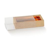 Italian Options Natural Chocolate Boxes with Inserts, Empty Kraft Gift Boxes for Truffles with Clear Sleeve, Food-Safe Treat Box for Wedding Favours, Gifts, 10-Pack, 145 x 75 x 35 mm, Nature (Brown)