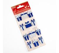 Italian Options Navy Silver Glitter Presents Christmas Craft Decorations (Pack of 12)