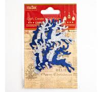 Italian Options Navy Silver Glitter Reindeers Christmas Craft Festive Card Making Decoration (Pack of 12)