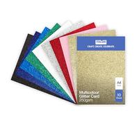 Italian Options Non-Shed Glitter Cardstock Paper 10 Colours, 10-Pack, Strong Glitter Card for Electronic Die-Cutter Machines, Card Making Craft Supplies, 10 Coloured Sheets, A4 Craft Paper, 250gsm