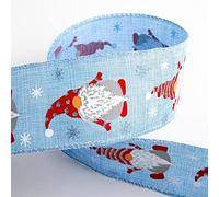 Italian Options 63mm Wide Christmas Ribbon - Nordic Santa Ice Blue Linen (10 Mtr/Wired Edge)