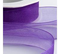 Italian Options Organza Chiffon Ribbon, Sheer Organza Ribbons for Gift Wrapping, Presents, Crafting, Wedding, Flower Bouquets, Birthday, Decorations, Décor, 15mm x 20 Metres, Purple