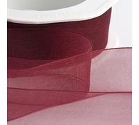 Italian Options Organza Chiffon Ribbon, 15mm x 20 Metre Roll, Bordeaux