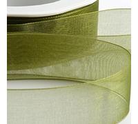 Italian Options Organza Chiffon Ribbon, Sheer Organza Ribbons for Gift Wrapping, Presents, Crafting, Wedding, Flower Bouquets, Birthday, Decorations, Décor, 38mm x 20 Metre Roll, Moss Green