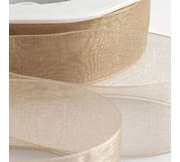 Italian Options Organza Chiffon Ribbon, 15mm x 20 Metre Roll, Beige