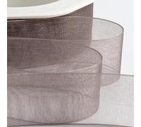 Italian Options Organza Chiffon Ribbon, Sheer Organza Ribbons for Gift Wrapping, Presents, Crafting, Wedding, Flower Bouquets, Birthday, Decorations, Décor, 25mm x 20 Metres, Smoke