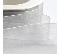 Italian Options Organza Chiffon Ribbon, Sheer Organza Ribbons for Gift Wrapping, Presents, Crafting, Wedding, Flower Bouquets, Birthday, Decorations, Décor, 15mm x 20 Metres, Silver