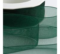 Italian Options Organza Chiffon Ribbon, 7mm x 50 Metre Roll, Dark Green