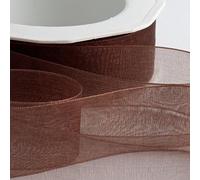 Italian Options Organza Chiffon Ribbon, 15mm x 20 Metre Roll, Brown