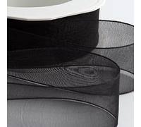 Italian Options Organza Chiffon Ribbon, Sheer Organza Ribbons for Gift Wrapping, Presents, Crafting, Wedding, Flower Bouquets, Birthday, Decorations, Décor, 15mm x 20 Metre Roll, Black