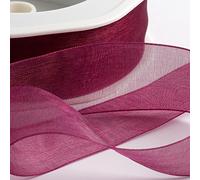 Italian Options Organza Chiffon Ribbon, 15mm x 20 Metre Roll, Dark Raspberry