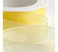 Italian Options Organza Chiffon Ribbon, 7mm x 50 Metre Roll, Lemon