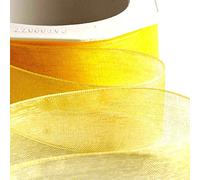 Italian Options Organza Chiffon Ribbon, Sheer Organza Ribbons for Gift Wrapping, Presents, Crafting, Wedding, Flower Bouquets, Birthday, Decorations, Décor, 7mm x 50 Metres, Bright Lemon