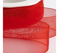 Italian Options Organza Chiffon Ribbon, 7mm x 50 Metre Roll, Red