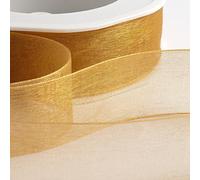 Italian Options Organza Chiffon Ribbon, 25mm x 20 Metre Roll, Antique Gold