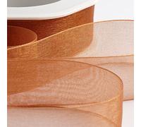 Italian Options Organza Chiffon Ribbon, 38mm x 20 Metre Roll, Apricot Spice