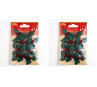 Italian Options Paper Holly with Berries Christmas Craft Decorations (12 pcs) (Pack of 2)