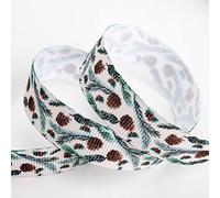 Italian Options Pine Cone and Holly Christmas Ribbon 16mm x 5m Taupe