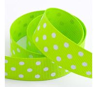 Polka Dot Grosgrain Ribbon 15mm x 10 Metres - Lime