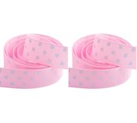 Italian Options Polka Dot Grosgrain Ribbon 15mm, Strong Spotty Patterned Ribbon for Bows, Crafting, Sewing, Hair Accessories, Gift Wrap, 15 mm x 10 Metre Roll, Pink (Pack of 2)