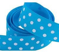 Italian Options Polka Dot Grosgrain Ribbon 15mm, Strong Spotty Patterned Ribbon for Bows, Crafting, Sewing, Hair Accessories, Gift Wrap, 15 mm x 10 Metre Roll, Turquoise