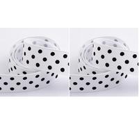 Italian Options Polka Dot Grosgrain Ribbon 15mm, Strong Spotty Patterned Ribbon for Bows, Crafting, Sewing, Hair Accessories, Gift Wrap, 15 mm x 10 Metre Roll, White (Pack of 2)