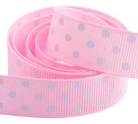 Italian Options Polka Dot Grosgrain Ribbon 15mm, Strong Spotty Patterned Ribbon for Bows, Crafting, Sewing, Hair Accessories, Gift Wrap, 15 mm x 10 Metre Roll, Pink