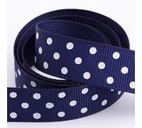 Polka Dot Grosgrain Ribbon 15mm x 10 Metres - Navy Blue