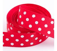 Polka Dot Grosgrain Ribbon 15mm x 10 Metres - Red