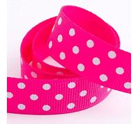 Polka Dot Grosgrain Ribbon 15mm x 10 Metres - Shocking Pink