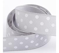 Polka Dot Grosgrain Ribbon 15mm x 10 Metres - Silver