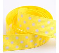 Polka Dot Grosgrain Ribbon 15mm x 10 Metres - Yellow